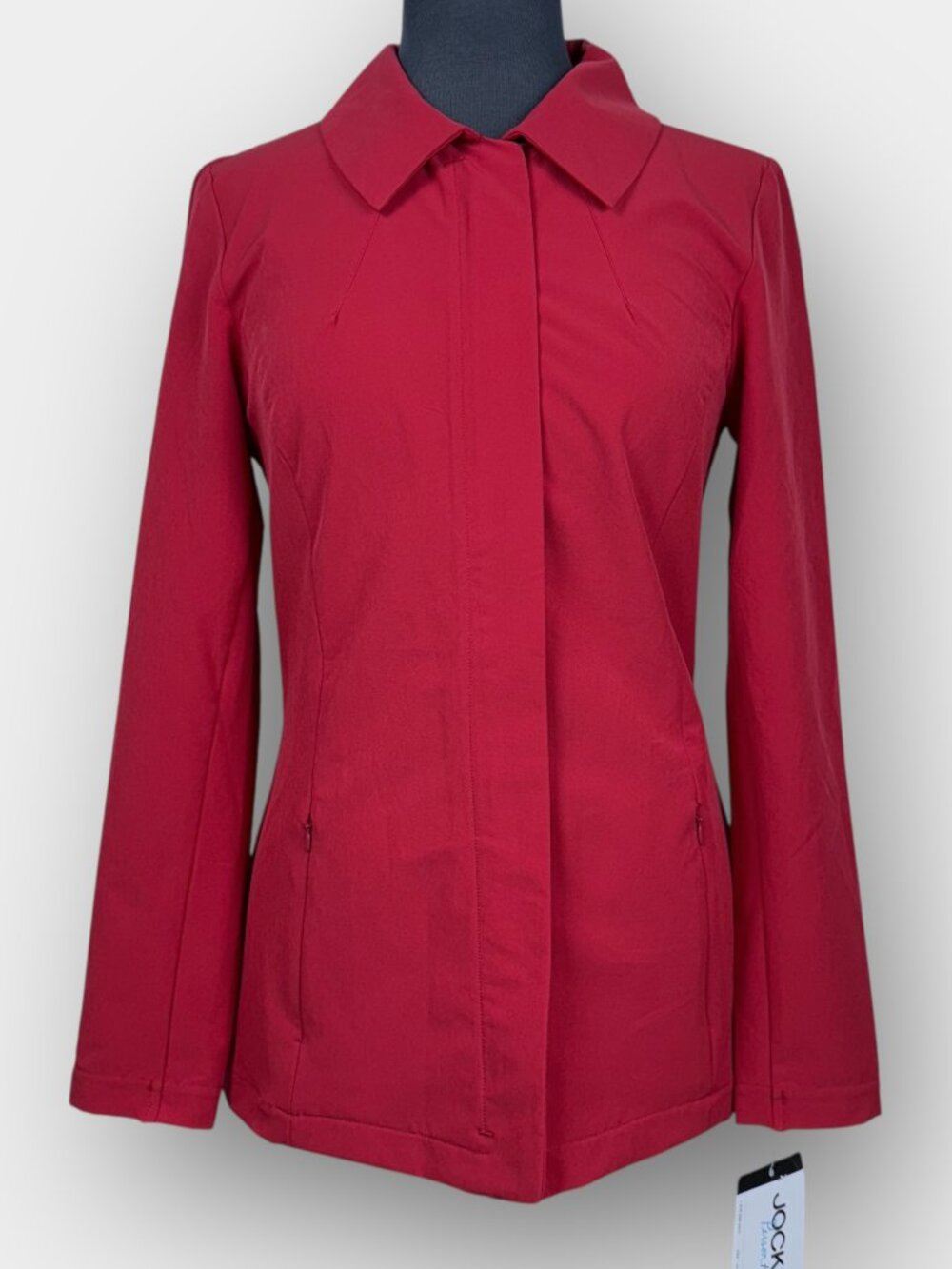 Jockey Women’s Tailored Zip Front Jacket XS Red Collared Stretch Zip Pockets